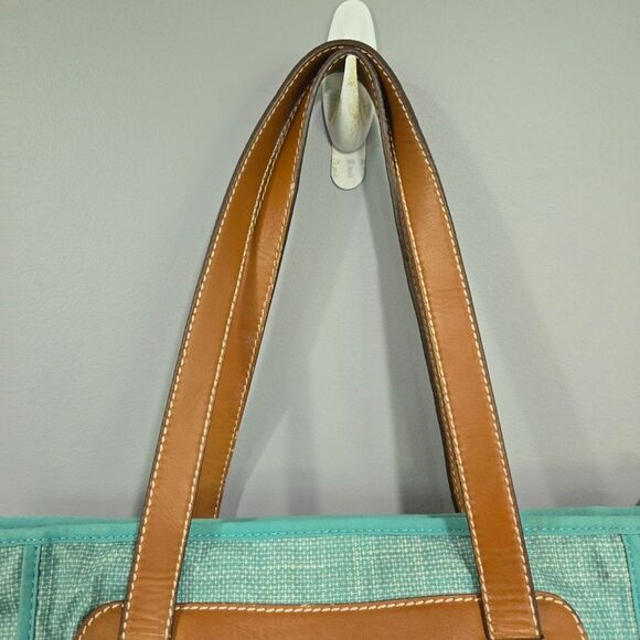 🐢 Fossil Keyper Blue Tote Bag with Tan Accents - Picture 5 of 11